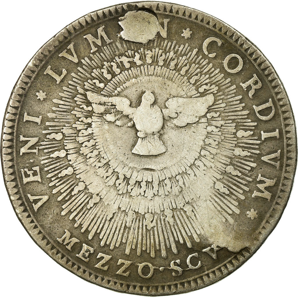 Coin, VATICAN CITY, Mezzo Scudo, 1774, VF(20-25), Silver