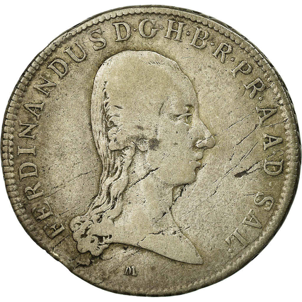 Coin, AUSTRIAN STATES, SALZBURG, Ferdinand, 20 Kreuzer, 1805, VF(30-35), Silver
