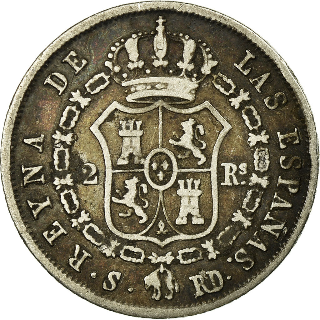 Moneta, Hiszpania, Isabel II, 2 Reales, 1851, Seville, VF(30-35), Srebro