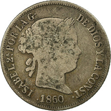 Moneda, España, Isabel II, 2 Reales, 1860, Madrid, BC+, Plata, KM:607.1