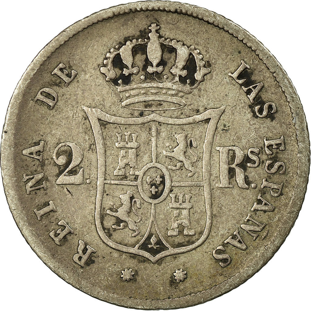 Moneda, España, Isabel II, 2 Reales, 1860, Madrid, BC+, Plata, KM:607.1