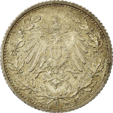 Coin, GERMANY - EMPIRE, 1/2 Mark, 1915, AU(55-58), Silver, KM:17