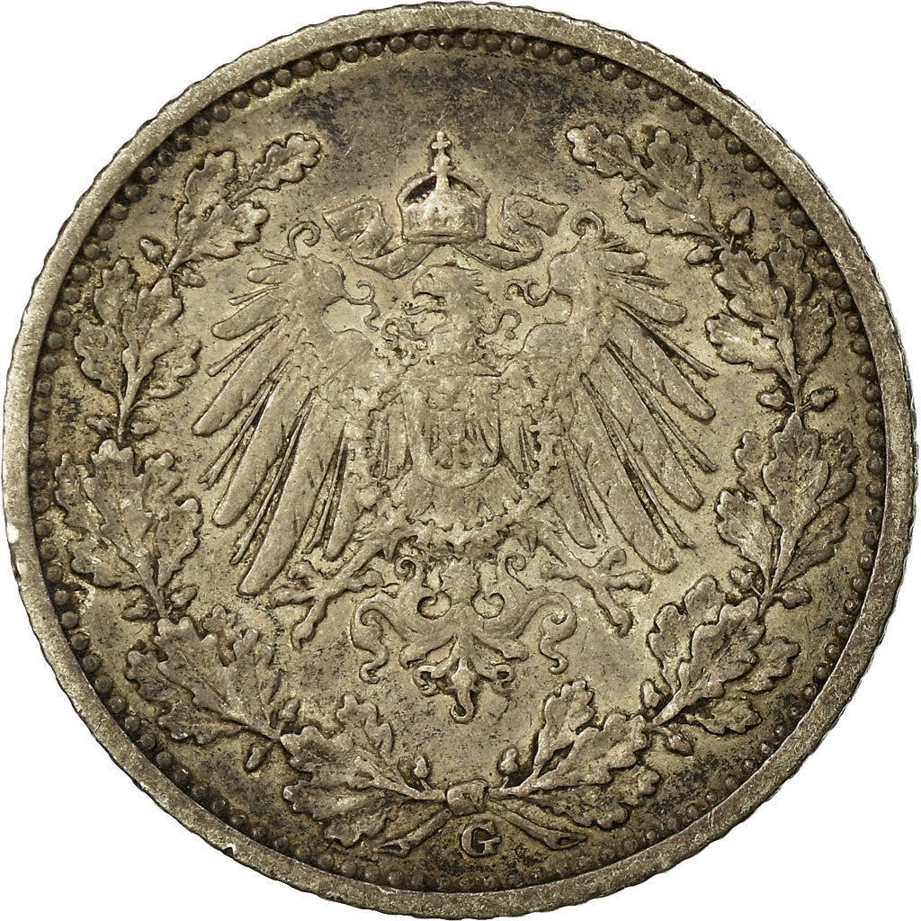 Coin, GERMANY - EMPIRE, 1/2 Mark, 1913, AU(50-53), Silver, KM:17