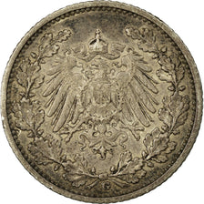 Coin, GERMANY - EMPIRE, 1/2 Mark, 1913, AU(50-53), Silver, KM:17