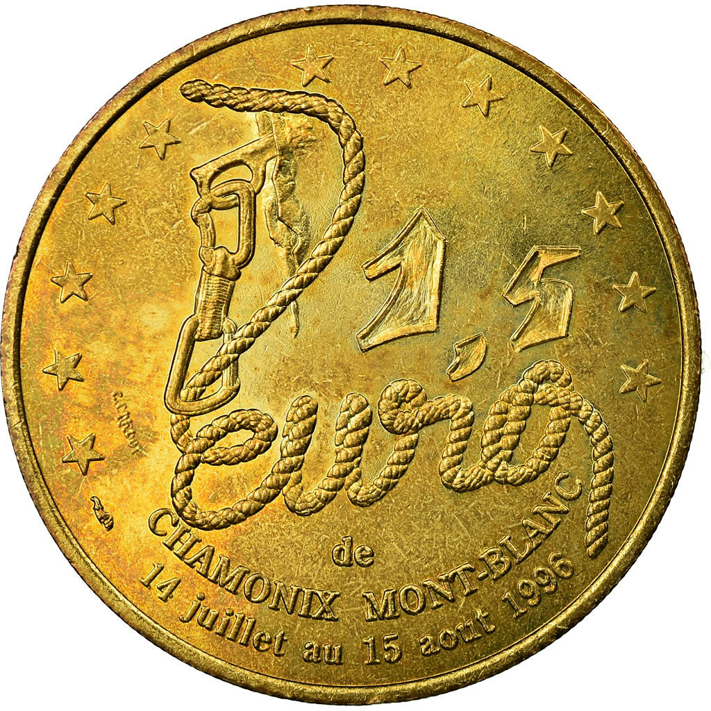 Frankreich, 1,5 Euro, Euro des villes - Chamonix, 1996, VZ, Aluminum-Bronze
