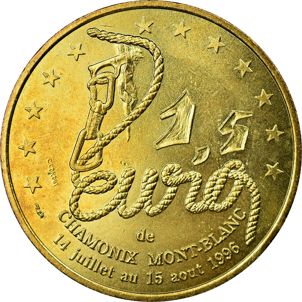 Frankreich, 1,5 Euro, Euro des villes - Chamonix, 1996, VZ, Aluminum-Bronze