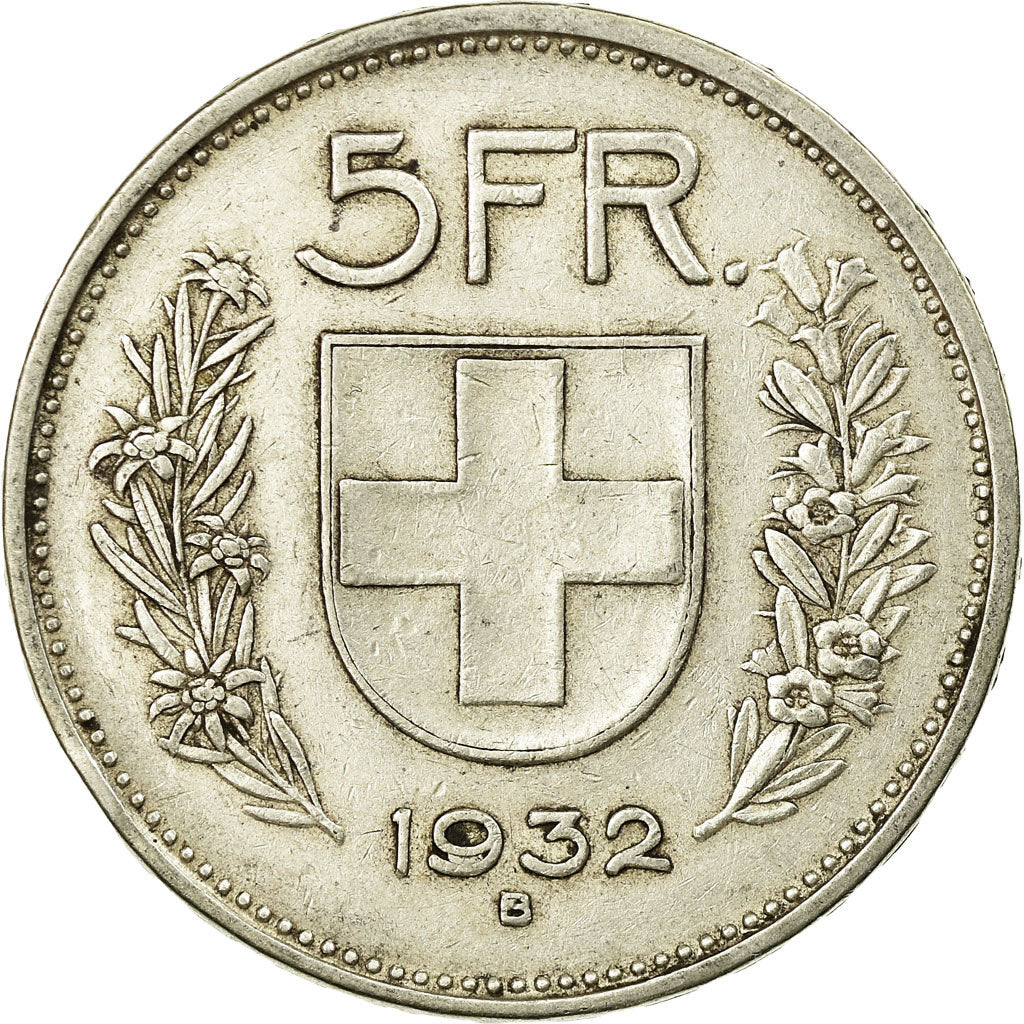 Coin, Switzerland, 5 Francs, 1932, Bern, EF(40-45), Silver, KM:40
