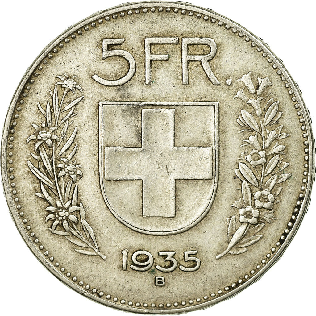 Coin, Switzerland, 5 Francs, 1935, Bern, EF(40-45), Silver, KM:40