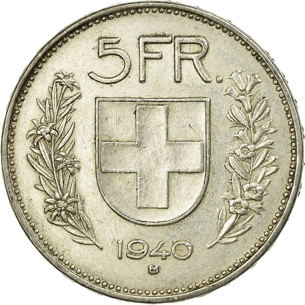 Coin, Switzerland, 5 Francs, 1940, Bern, EF(40-45), Silver, KM:40