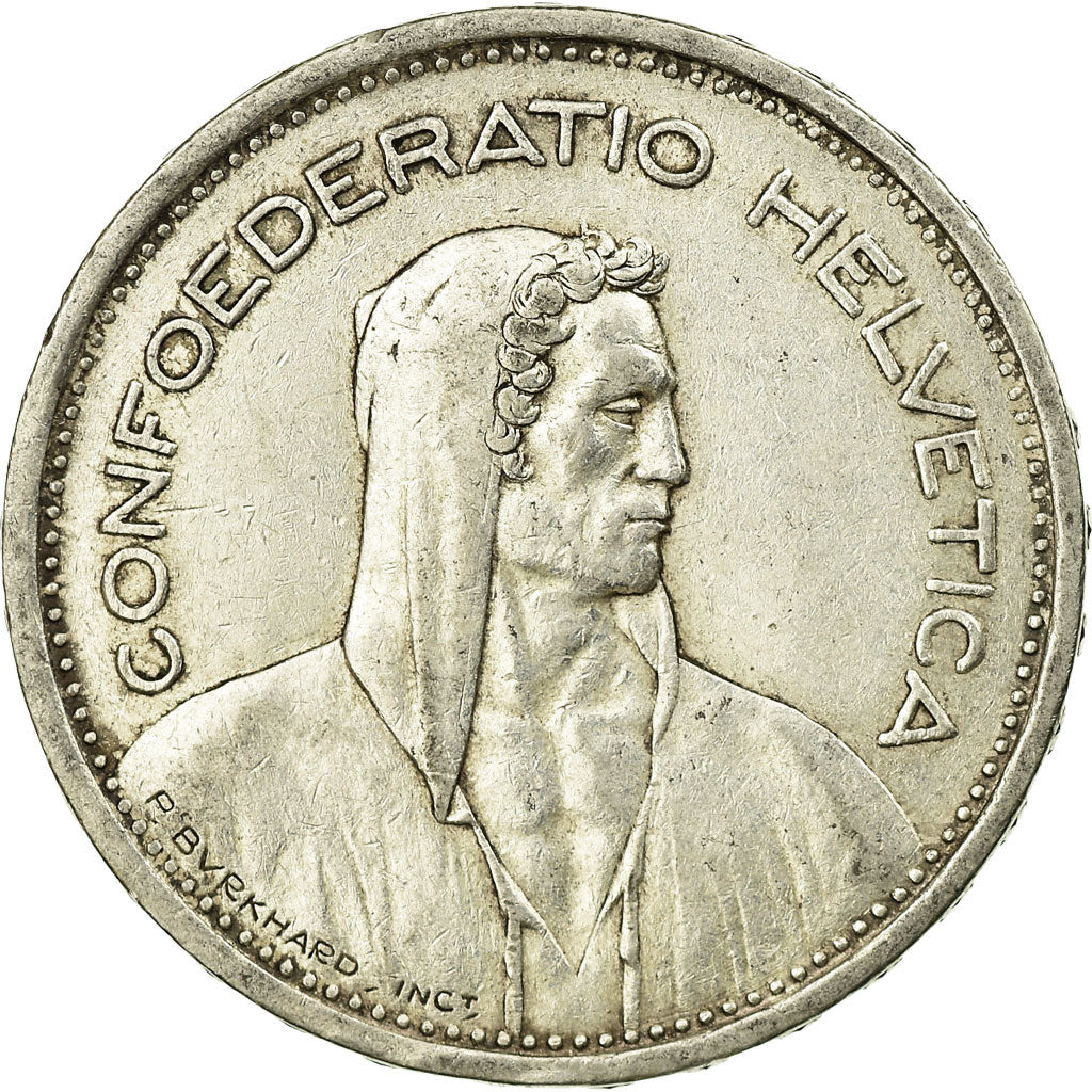 Coin, Switzerland, 5 Francs, 1954, Bern, AU(50-53), Silver, KM:40