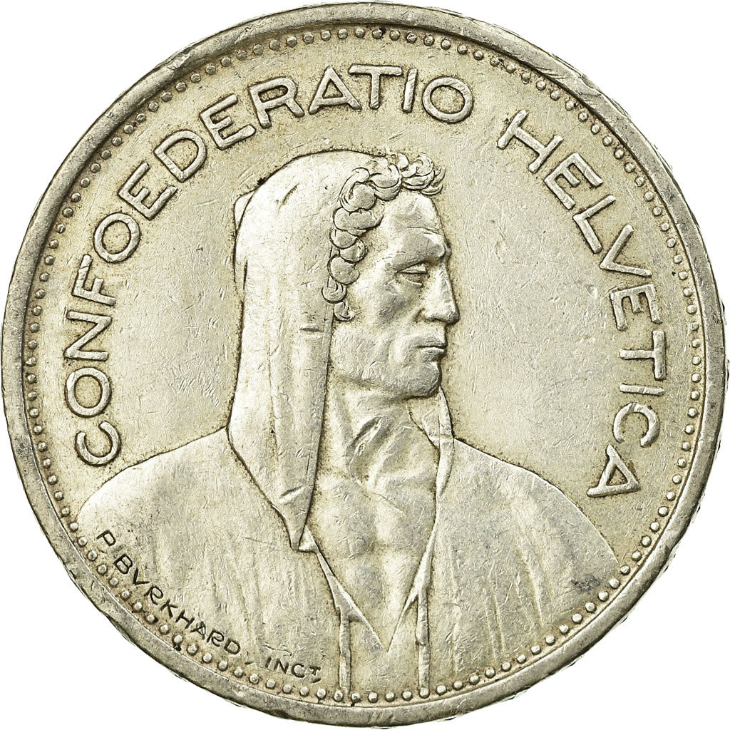 Coin, Switzerland, 5 Francs, 1954, Bern, AU(50-53), Silver, KM:40
