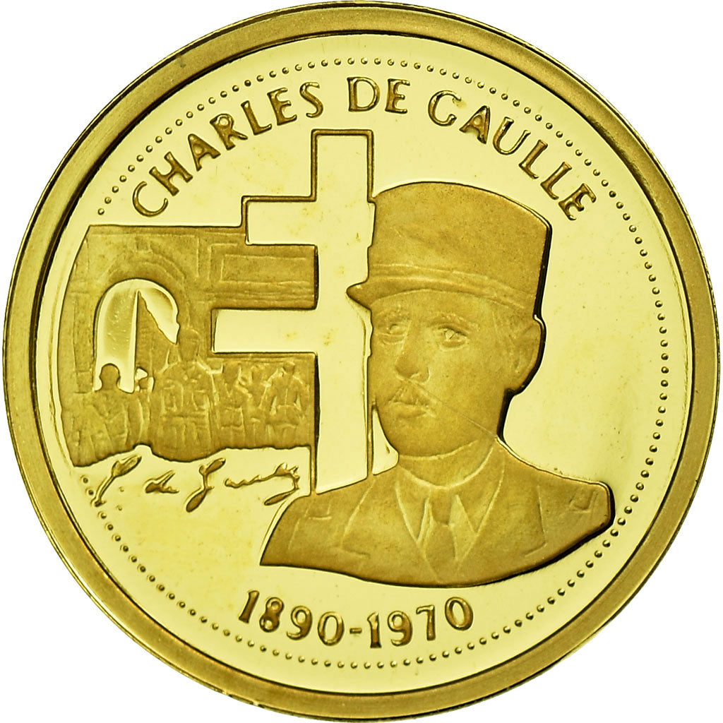 France, Medal, Charles de Gaulle, MS(63), Gold