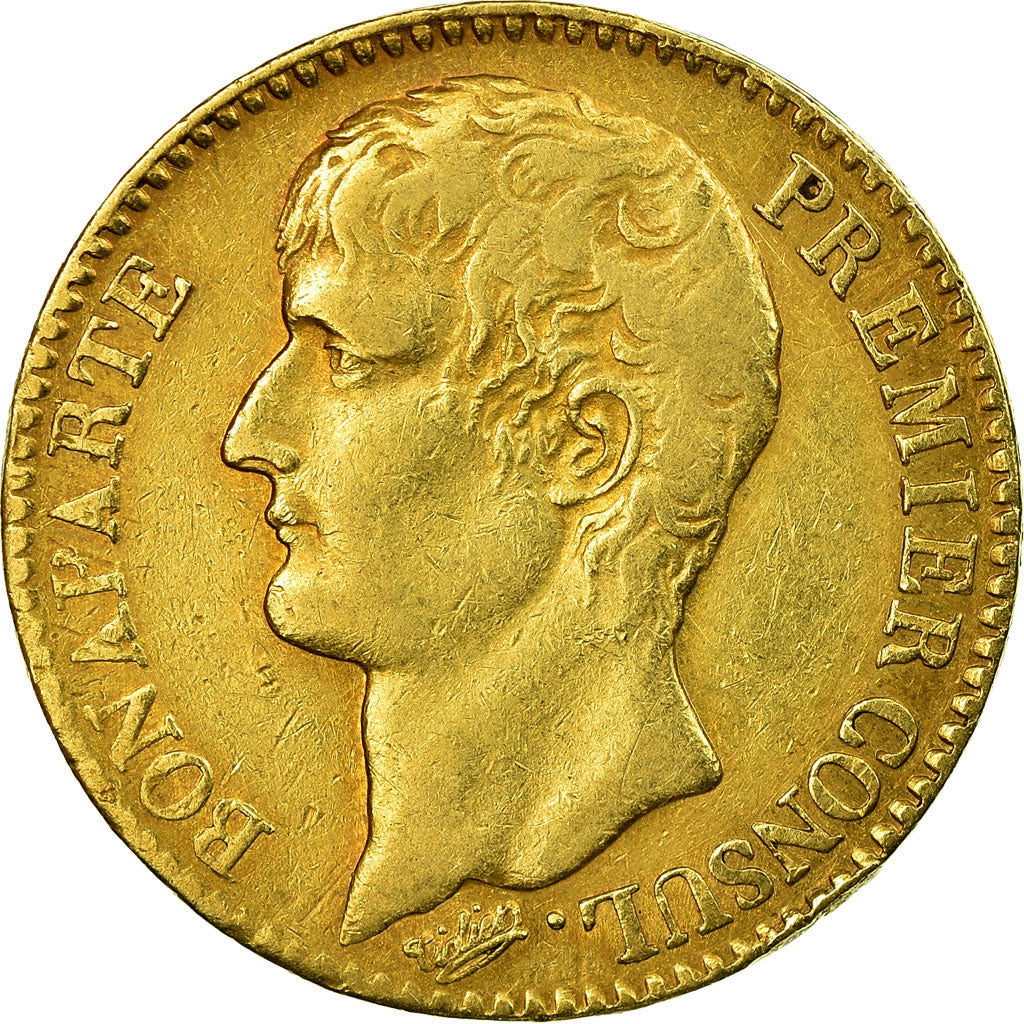 Moneta, Francja, Napoléon I, 40 Francs, An 12 (1804), Paris, VF(30-35), Złoto