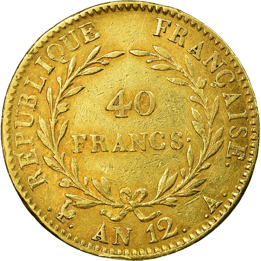 Moneta, Francja, Napoléon I, 40 Francs, An 12 (1804), Paris, VF(30-35), Złoto