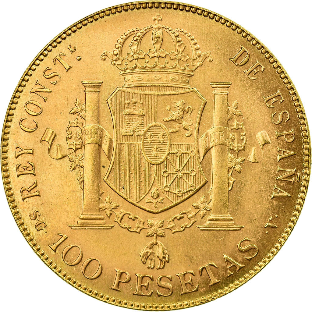 Coin, Spain, Alfonso XIII, 100 Pesetas, 1962, Madrid, MS(60-62), Red Gold