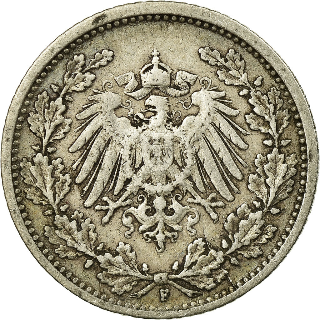 Moneta, GERMANIA - IMPERO, 1/2 Mark, 1906, Stuttgart, MB+, Argento, KM:17