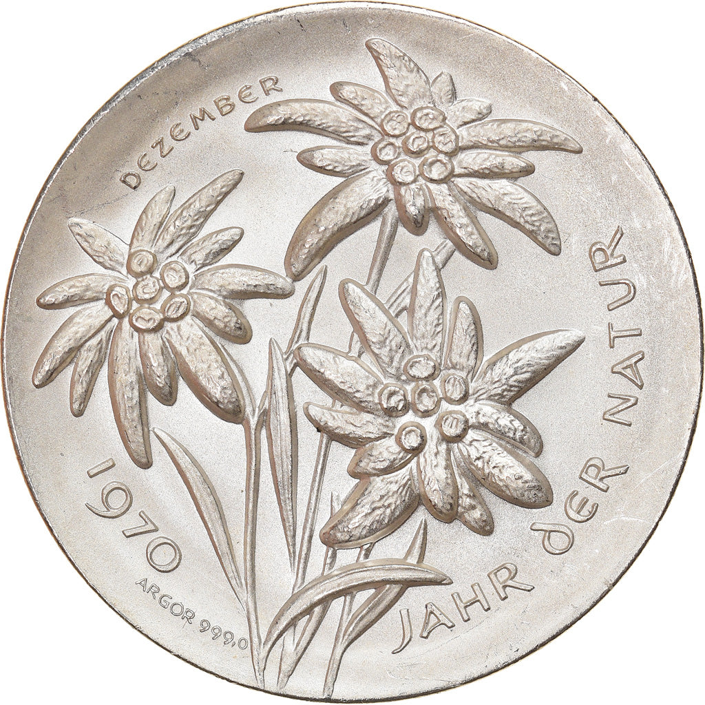 Suisse, Médaille, Année de la Nature, Décembre, Aigle, Fauna, 1970, SPL+