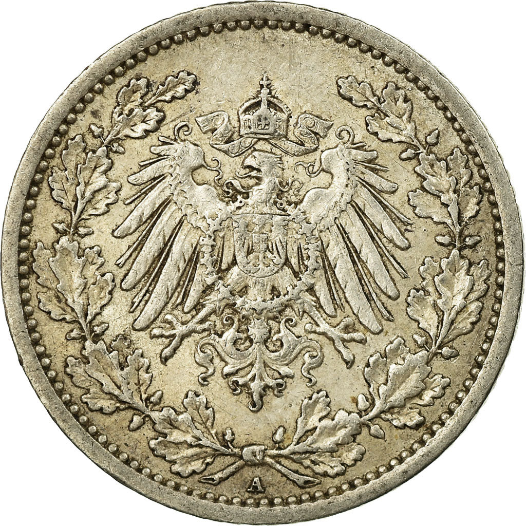 Coin, GERMANY - EMPIRE, 1/2 Mark, 1907, Berlin, AU(50-53), Silver, KM:17