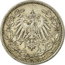 Coin, GERMANY - EMPIRE, 1/2 Mark, 1907, Berlin, AU(50-53), Silver, KM:17
