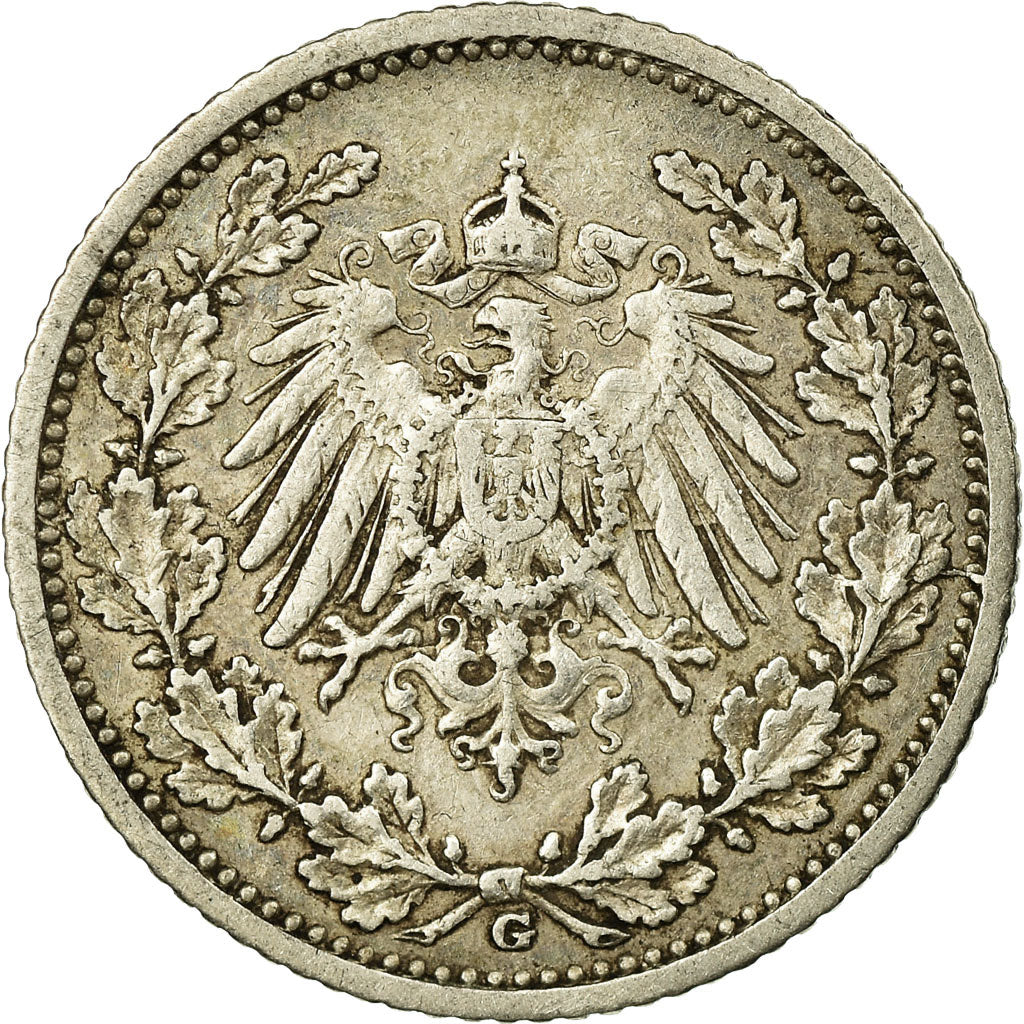 Coin, GERMANY - EMPIRE, 1/2 Mark, 1907, Karlsruhe, EF(40-45), Silver, KM:17