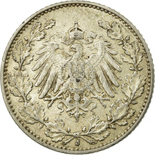 Coin, GERMANY - EMPIRE, 1/2 Mark, 1907, Hambourg, AU(50-53), Silver, KM:17