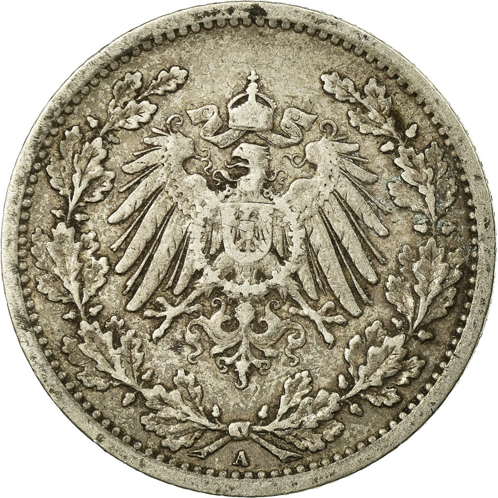 Coin, GERMANY - EMPIRE, 1/2 Mark, 1909, Berlin, VF(30-35), Silver, KM:17