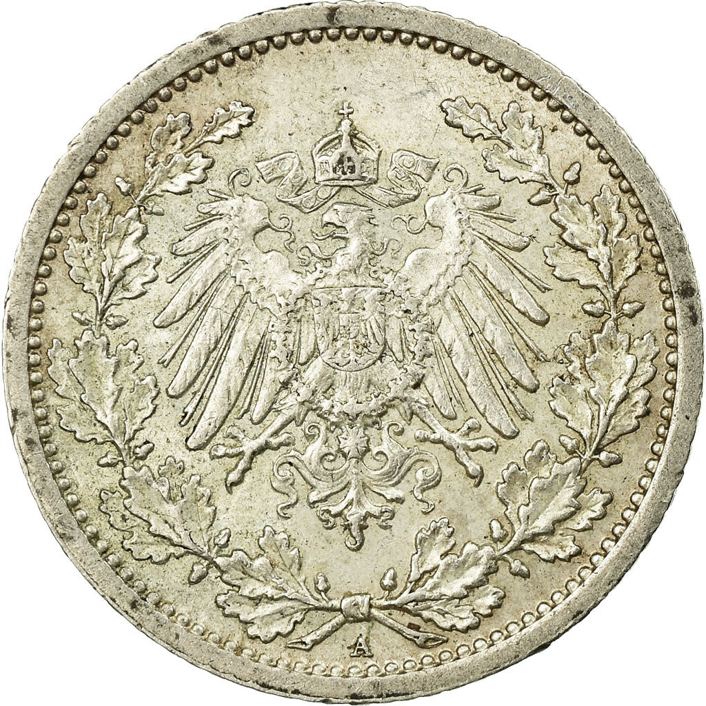 Coin, GERMANY - EMPIRE, 1/2 Mark, 1912, Berlin, AU(55-58), Silver, KM:17