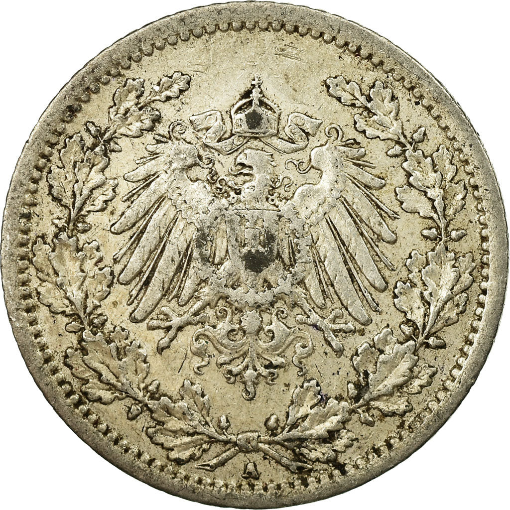 Coin, GERMANY - EMPIRE, 1/2 Mark, 1914, Berlin, EF(40-45), Silver, KM:17
