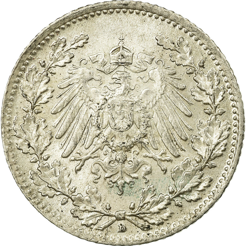 Moneta, GERMANIA - IMPERO, 1/2 Mark, 1915, Munich, SPL, Argento, KM:17