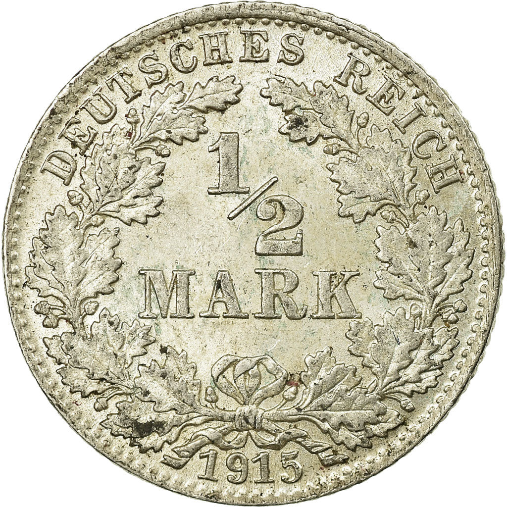 Moneta, GERMANIA - IMPERO, 1/2 Mark, 1915, Munich, SPL, Argento, KM:17