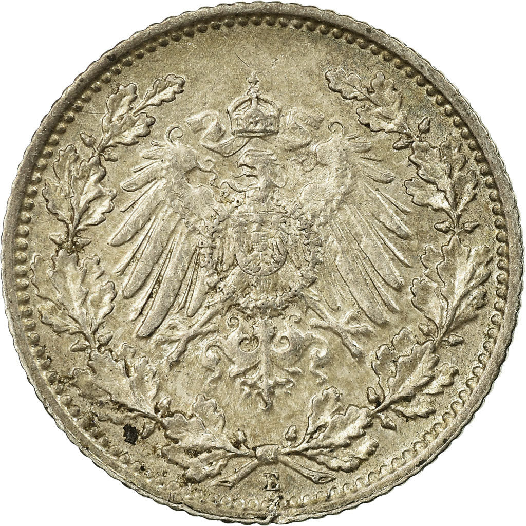Moneta, GERMANIA - IMPERO, 1/2 Mark, 1915, Muldenhütten, SPL-, Argento, KM:17