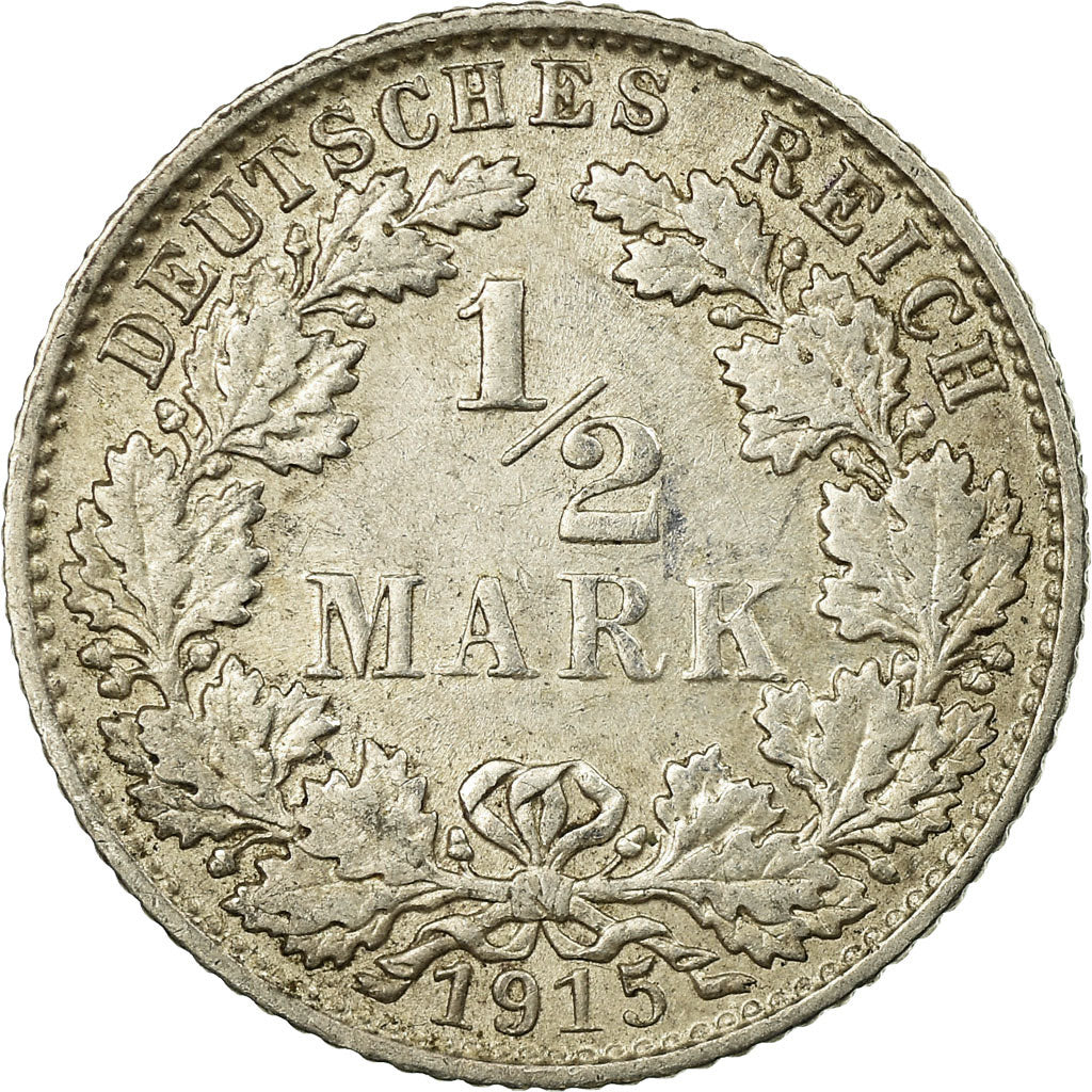 Moneta, GERMANIA - IMPERO, 1/2 Mark, 1915, Muldenhütten, SPL-, Argento, KM:17