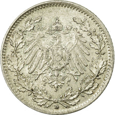 Coin, GERMANY - EMPIRE, 1/2 Mark, 1916, Munich, AU(55-58), Silver, KM:17