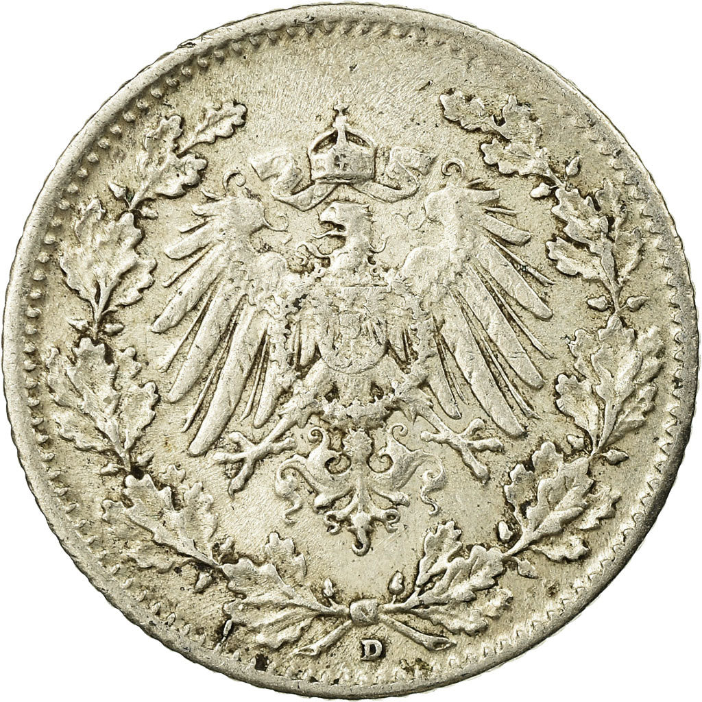 Münze, GERMANY - EMPIRE, 1/2 Mark, 1916, Munich, VZ, Silber, KM:17