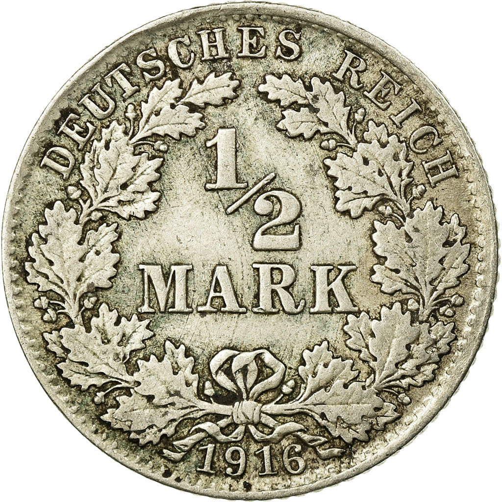 Münze, GERMANY - EMPIRE, 1/2 Mark, 1916, Munich, VZ, Silber, KM:17