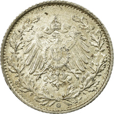 Coin, GERMANY - EMPIRE, 1/2 Mark, 1916, Karlsruhe, AU(55-58), Silver, KM:17