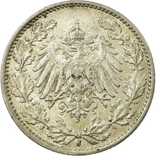 Coin, GERMANY - EMPIRE, 1/2 Mark, 1916, Hamburg, AU(55-58), Silver, KM:17