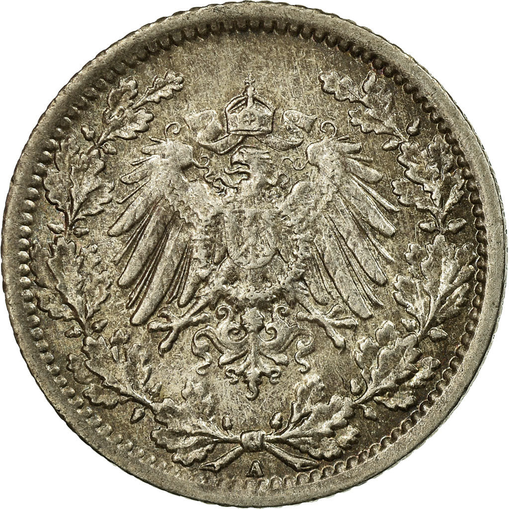 Coin, GERMANY - EMPIRE, 1/2 Mark, 1917, Berlin, AU(50-53), Silver, KM:17