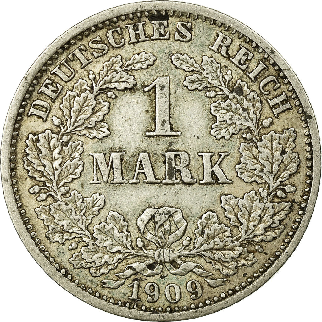 Coin, GERMANY - EMPIRE, Wilhelm II, Mark, 1909, Munich, EF(40-45), Silver, KM:14