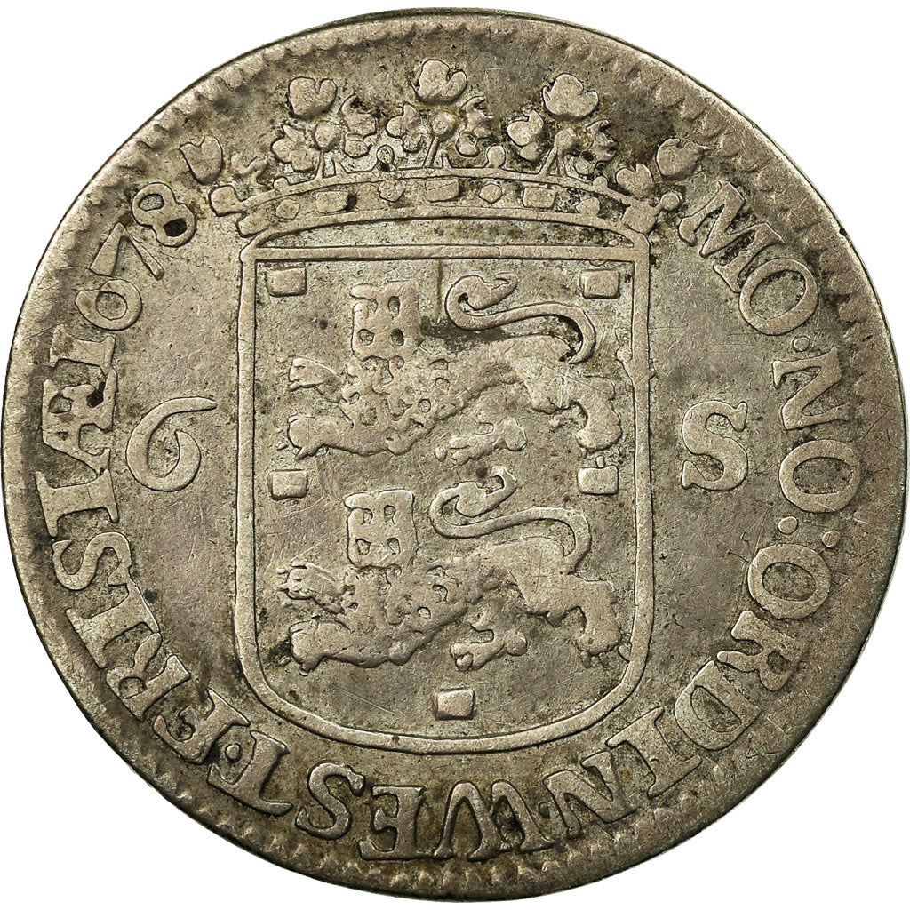 Coin, Netherlands, WEST FRIESLAND, 6 Stuivers, Scheepjesschelling, 1678