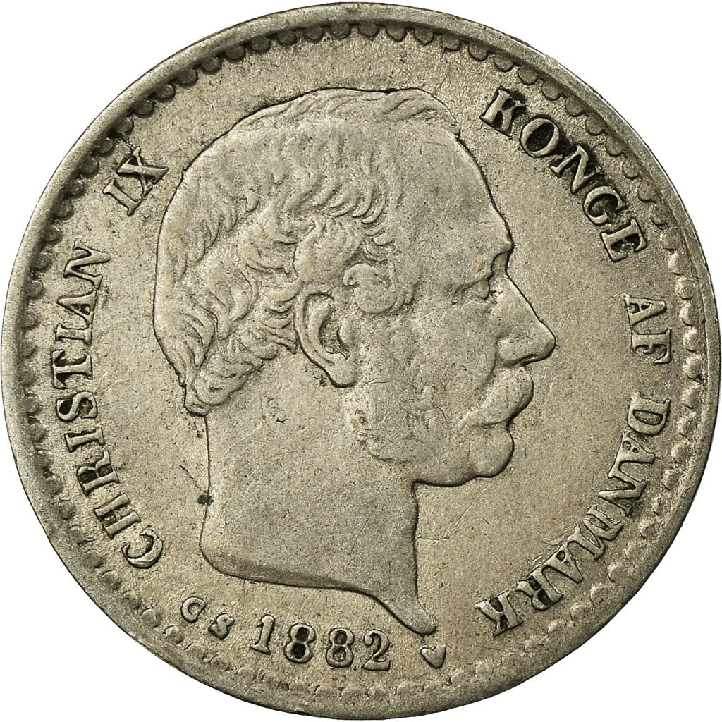 Coin, Denmark, Christian IX, 10 Öre, 1882, Copenhagen, EF(40-45), Silver