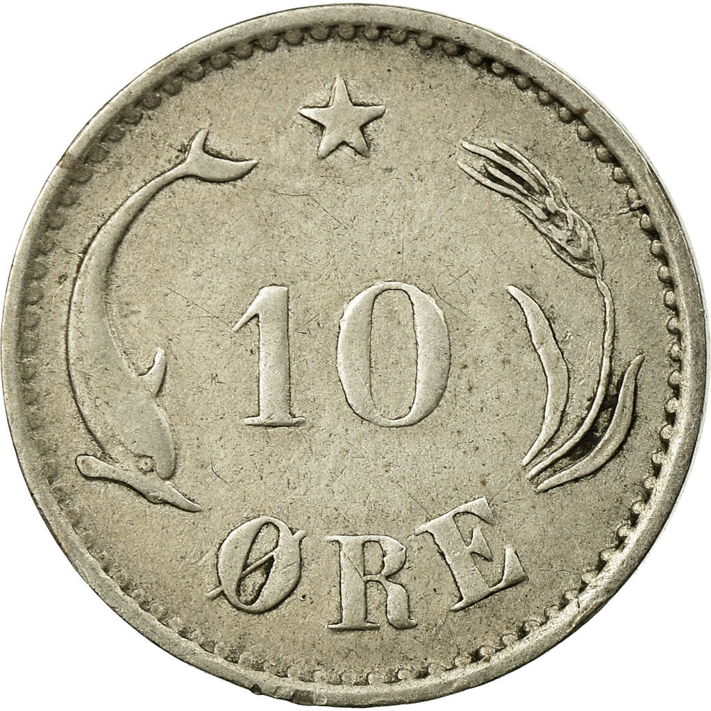 Coin, Denmark, Christian IX, 10 Öre, 1882, Copenhagen, EF(40-45), Silver