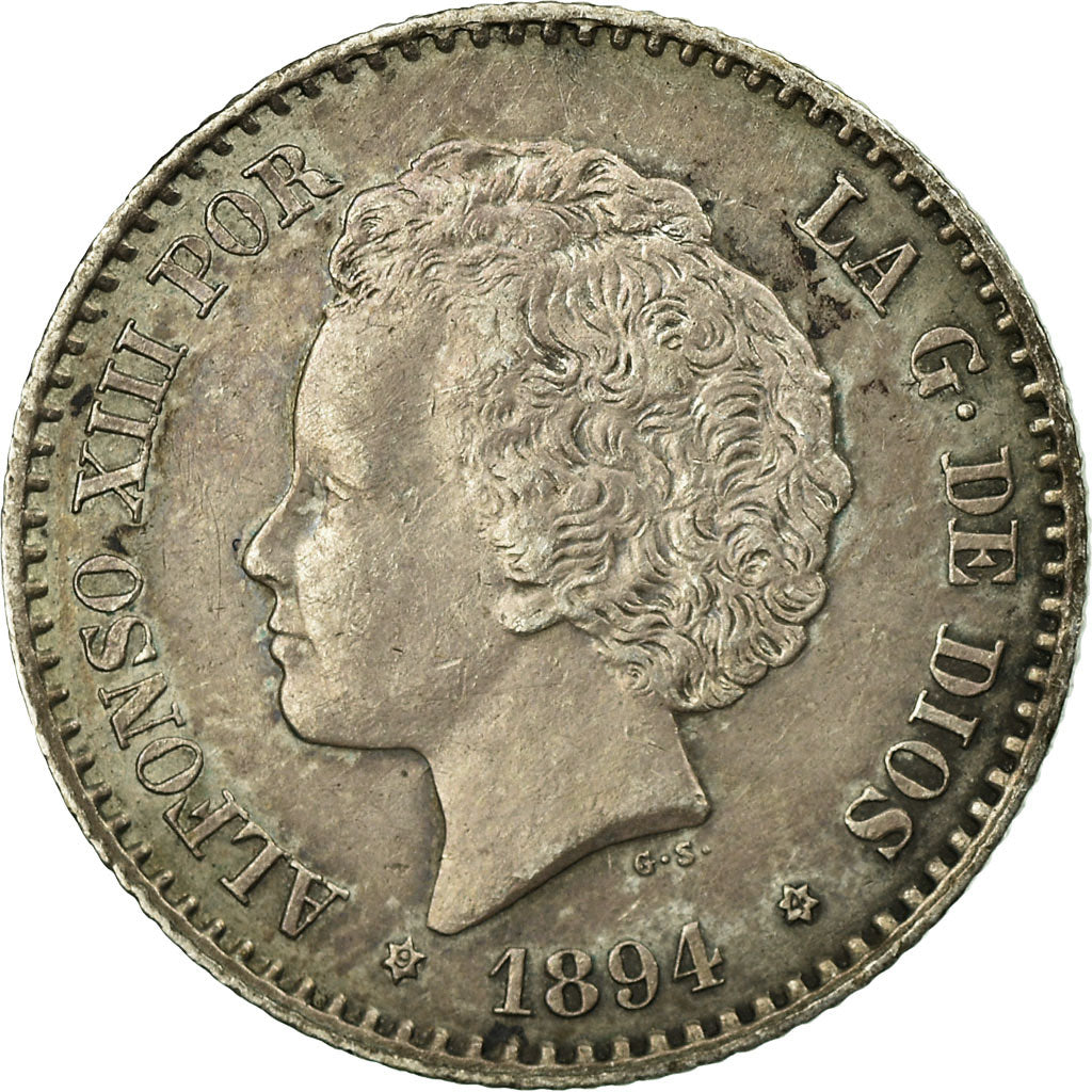 Monnaie, Espagne, Alfonso XIII, 50 Centimos, 1894, Madrid, SUP, Argent, KM:703
