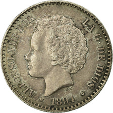 Monnaie, Espagne, Alfonso XIII, 50 Centimos, 1894, Madrid, SUP, Argent, KM:703