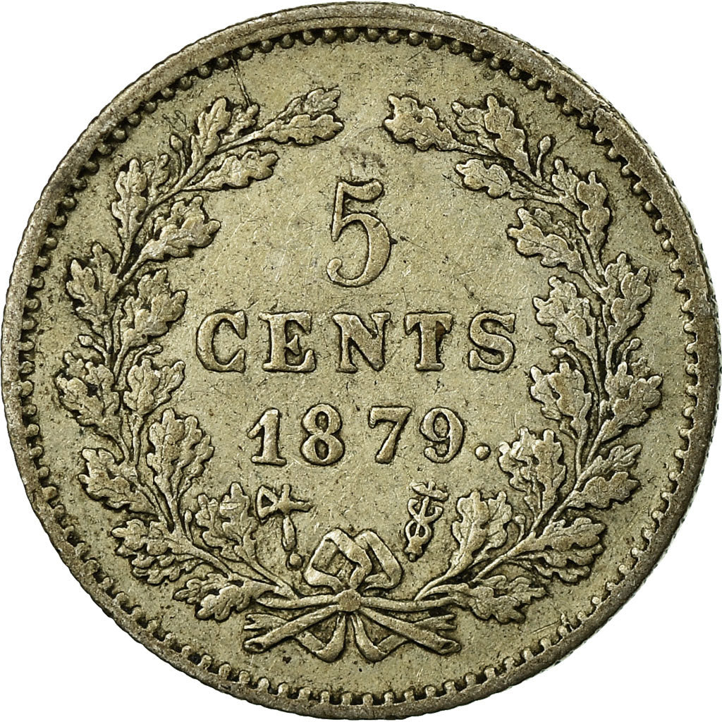 Moneda, Países Bajos, William III, 5 Cents, 1879, MBC+, Plata, KM:91