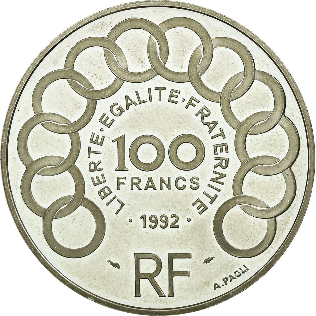 Coin, France, 100 Francs-15 Ecus, 1992, Paris, MS(63), Silver, KM:1012