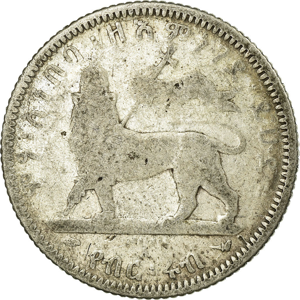 Coin, Ethiopia, Menelik II, 1/4 Birr, 1902, Paris, F(12-15), Silver, KM:3