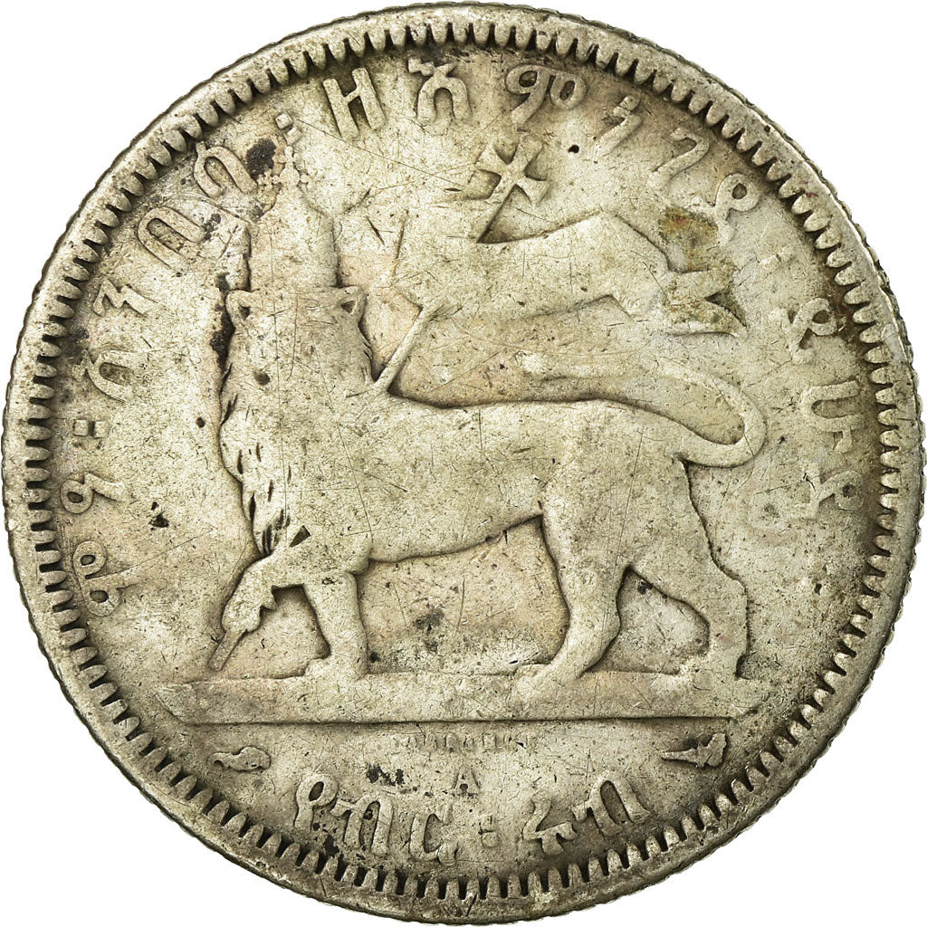 Coin, Ethiopia, Menelik II, 1/4 Birr, 1902, Paris, F(12-15), Silver, KM:3