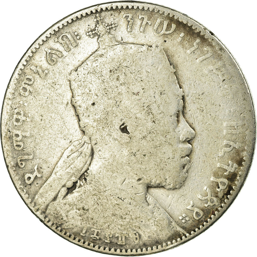 Coin, Ethiopia, Menelik II, 1/2 Birr, 1897, Paris, F(12-15), Silver, KM:4
