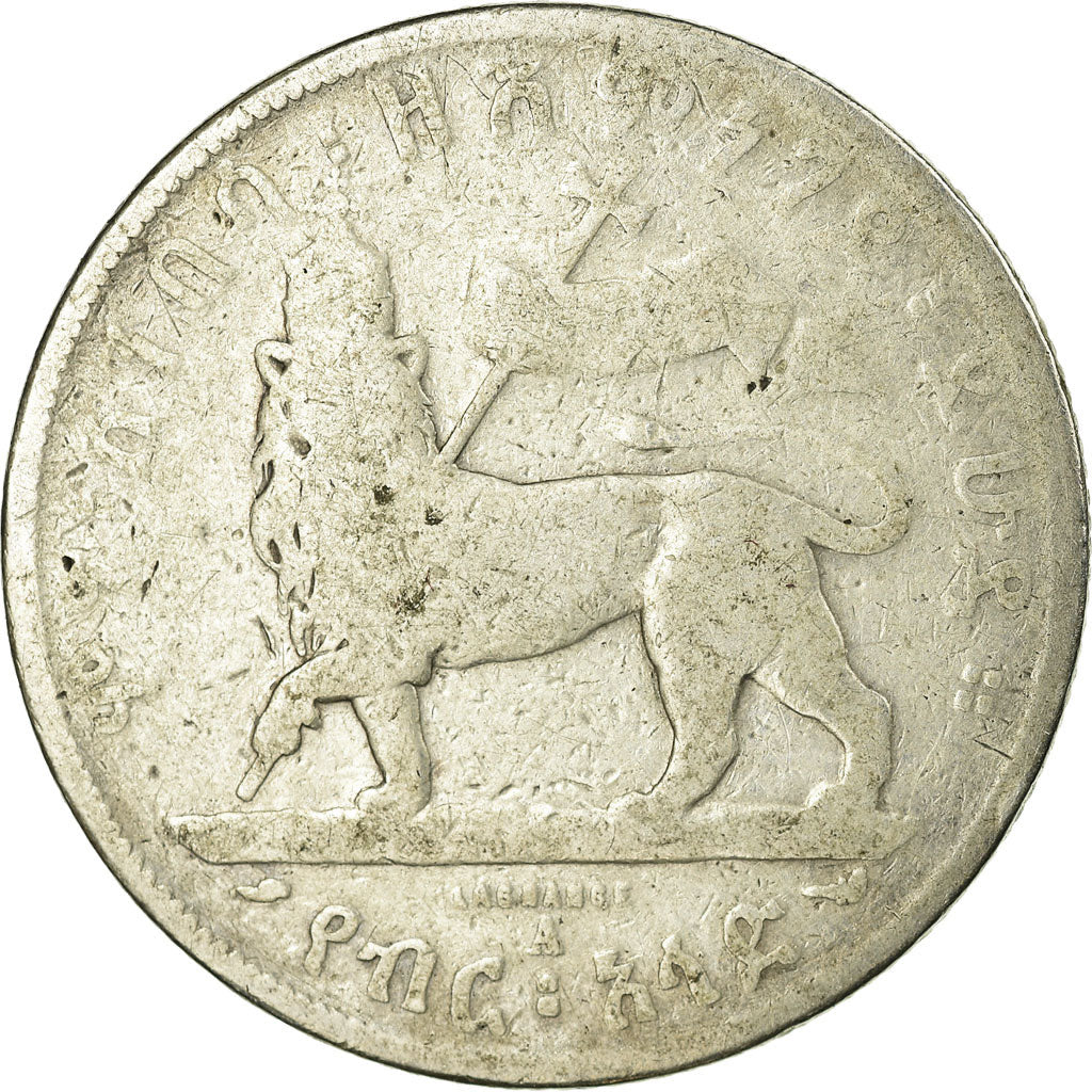Coin, Ethiopia, Menelik II, 1/2 Birr, 1897, Paris, F(12-15), Silver, KM:4